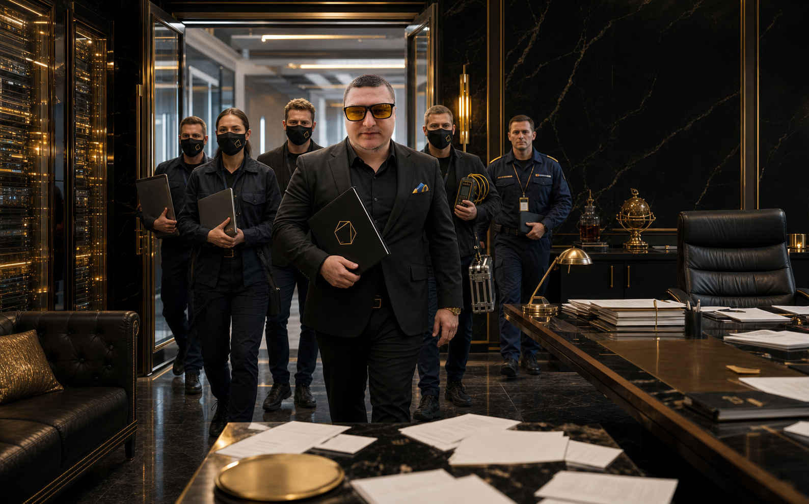 Max Kuba leading a staged fictional IT compliance audit
